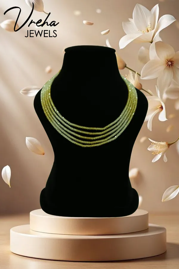 Yellow_And_White_Cubic_Zirconia_Multi_Layer_Necklace_For_Women