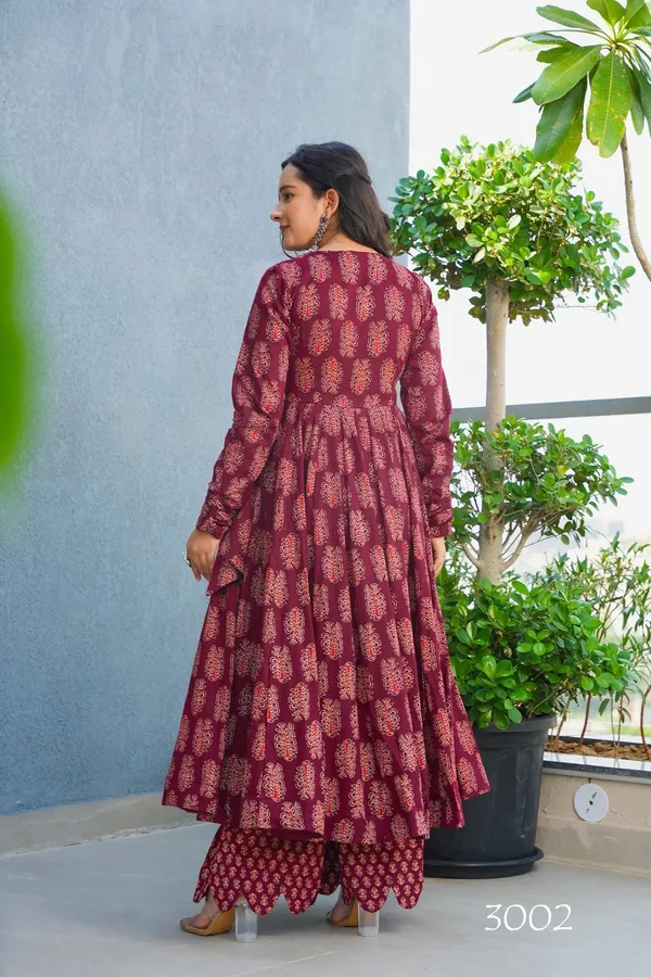 Maroon_Block_Printed_Anarkali_Kurta_Set_For_Women