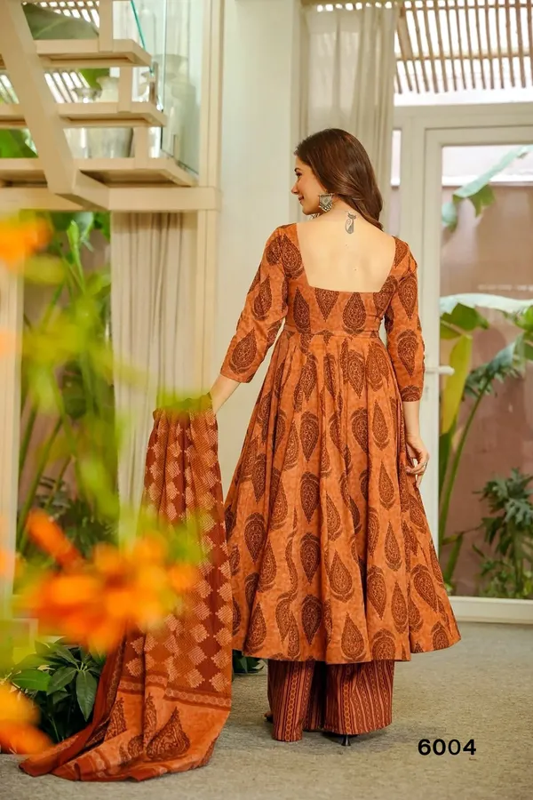 Terracotta_Orange_Printed_Anarkali_Kurta_Set_With_Dupatta_For_Women