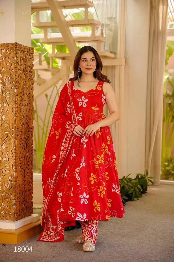 Red_Floral_Print_Anarkali_Kurta_Set_With_Dupatta_For_Women