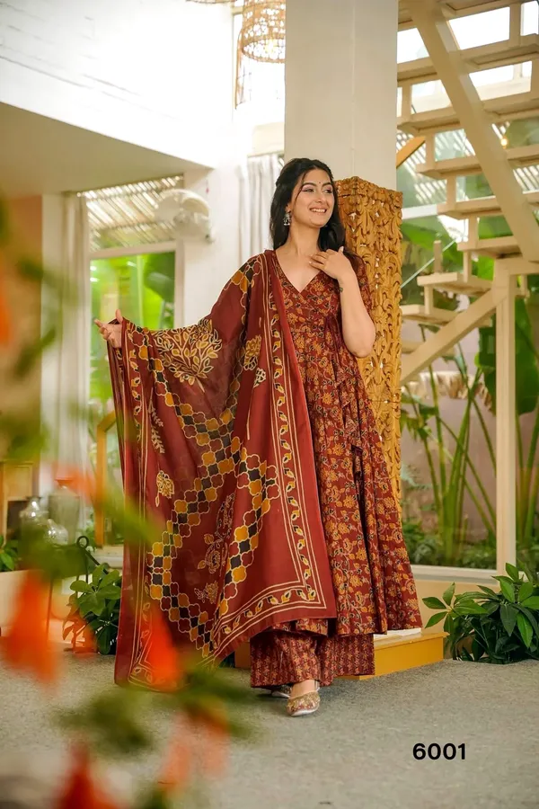 Rust_Printed_Anarkali_Kurta_Set_With_Dupatta_For_Women