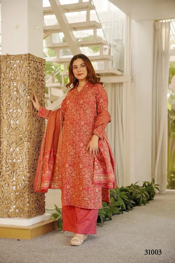 Coral_Pink_Printed_Kurta_Palazzo_Dupatta_Set_For_Women