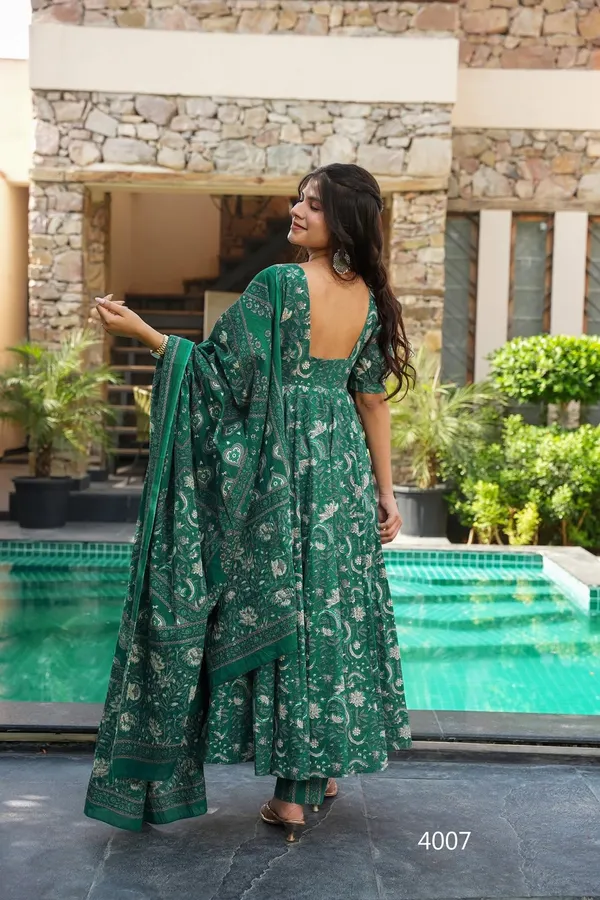 Green_Floral_Print_Anarkali_Kurta_Set_With_Dupatta_For_Women