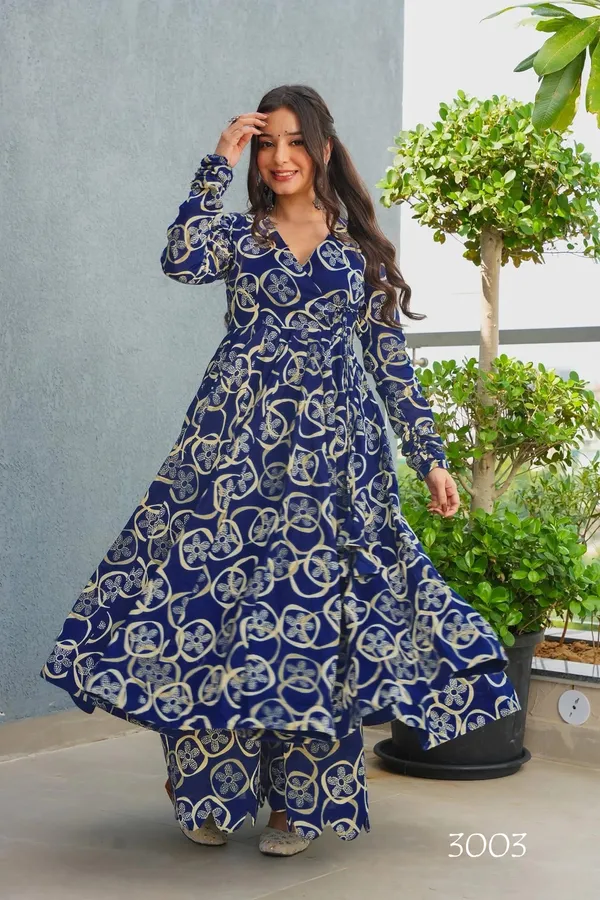Navy_Blue_Printed_Long_Kurta_With_Palazzo_Set_For_Women