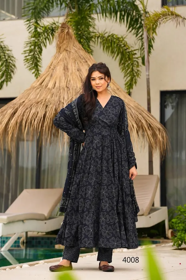 Black_Floral_Print_Anarkali_Suit_Set_For_Women