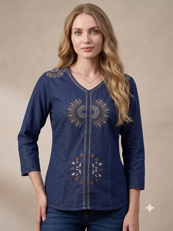 Dark_Blue_Denim_Embroidery_Western_Top