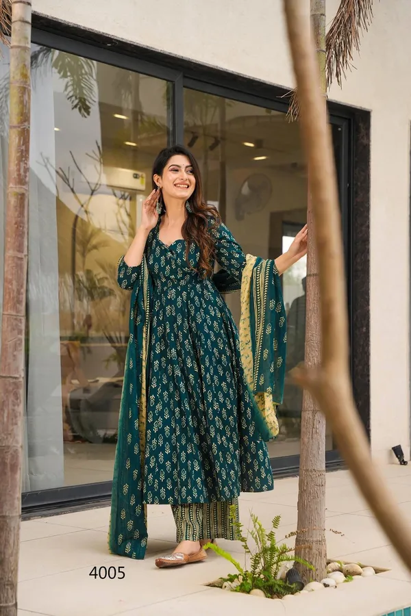 Teal_Green_Printed_Anarkali_Kurta_Set_With_Dupatta_For_Women