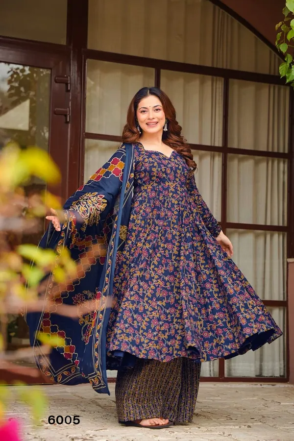 Navy_Blue_Floral_Printed_Anarkali_Kurta_Set_With_Dupatta