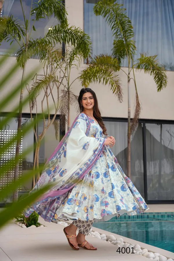 White_Floral_Print_Anarkali_Suit_Set_For_Women