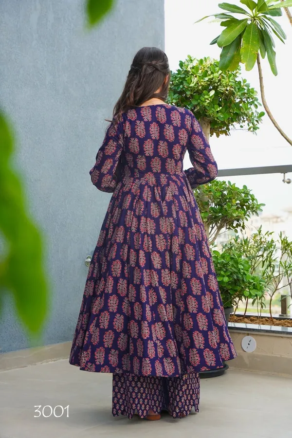 Navy_Blue_Printed_Anarkali_Kurta_And_Palazzo_Set_For_Women