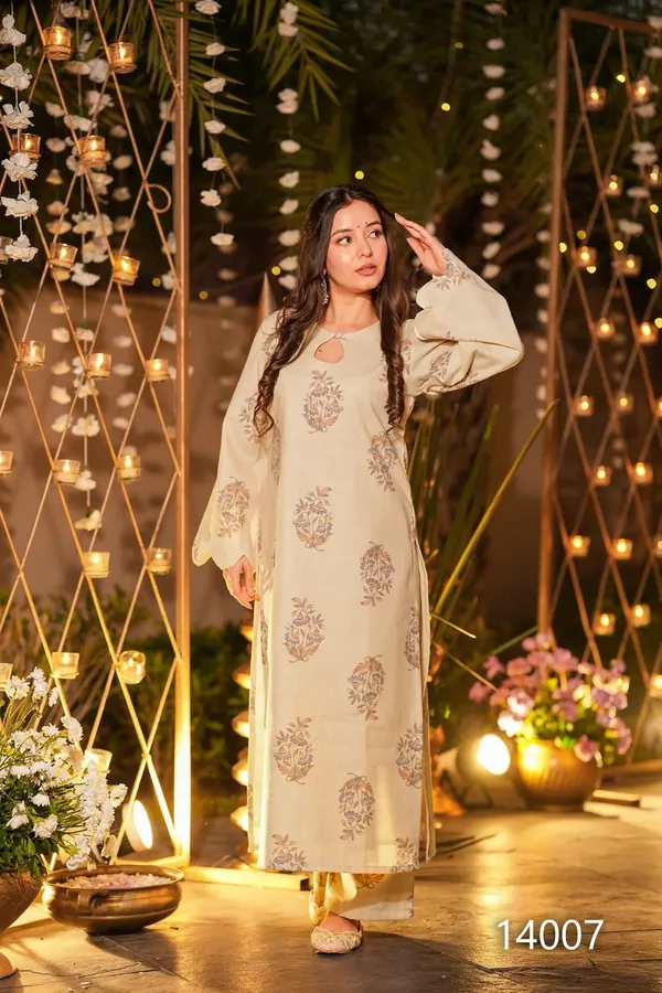 Light_Cream_Printed_Kurta_Set_For_Women