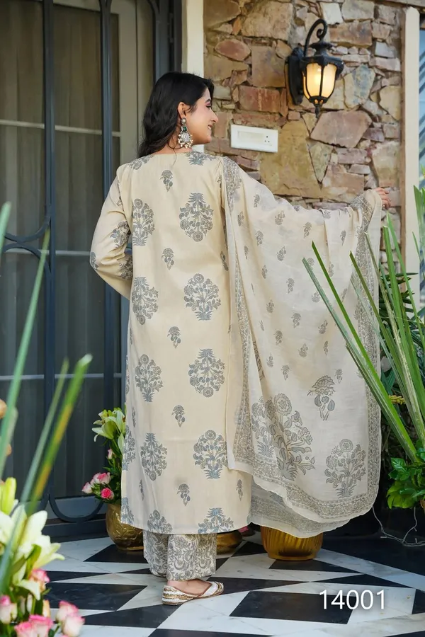 Cream_Muslin_Printed_Kurta_Set_For_Women