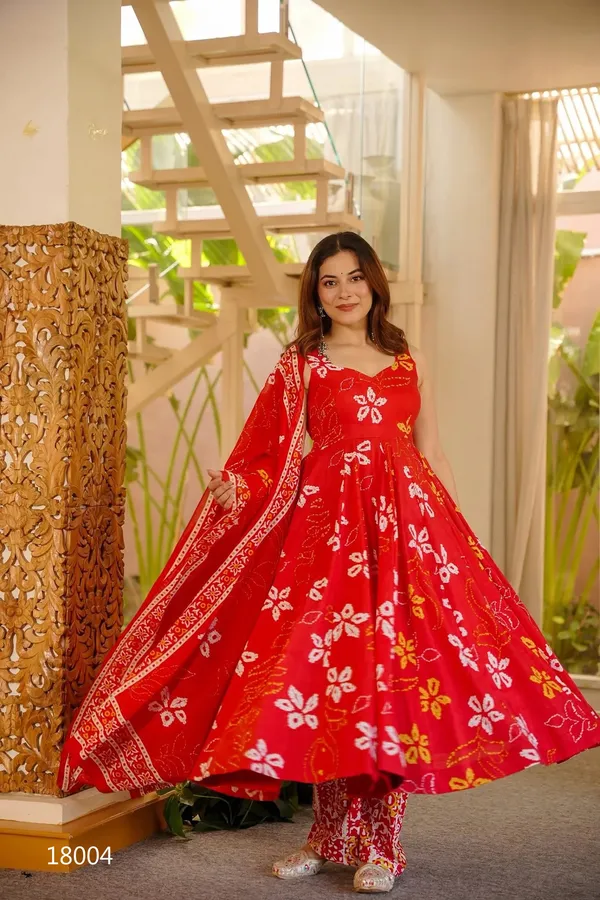 Red_Floral_Print_Anarkali_Kurta_Set_With_Dupatta_For_Women