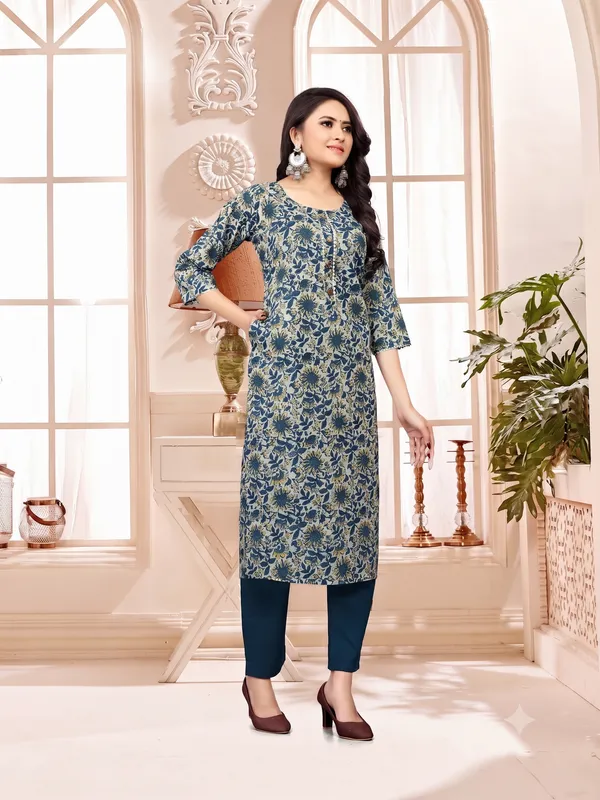 Slate_Blue_Cotton_Printed_Kurti
