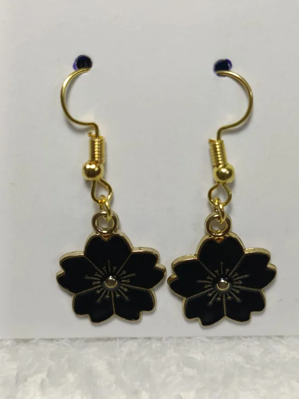 Black_Enamel_Alloy_Flower_Charm_Hook_Earrings_For_Women