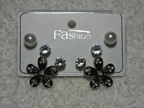 Silver_Crystal_Pearl_Floral_Stud_&_Hnaging_Earring_For_Women_(Pack_Of_3)