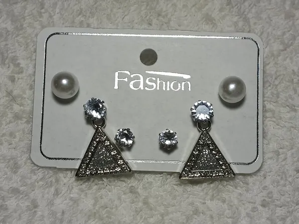 Silver_Alloy_Pearl_Crystal_Triangle_Stud_&_Hnaging_Earring_For_Women_(Pack_Of_3)