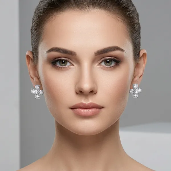 Silver_Cubic_Zirconia_Cross_Stud_Earning_For_Women