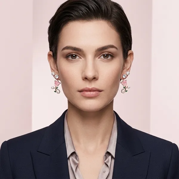 Pink_Floral_Pearl_Crystal_Stud_Earring_For_Women