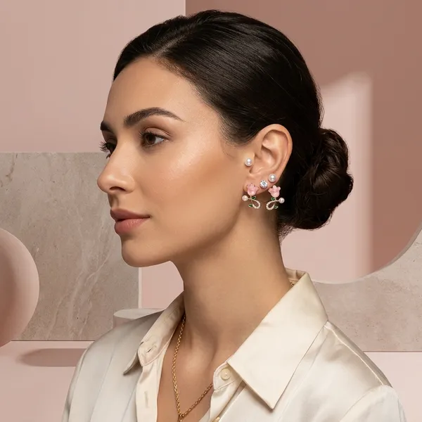 Pink_Floral_Pearl_Crystal_Stud_Earring_For_Women