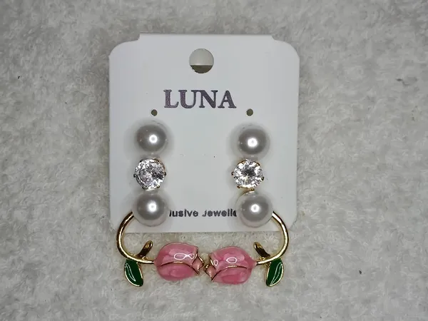 Pink_Crystal_Pearl_Stud_&_Hnaging_Earring_For_Women_(Pack_Of_3)