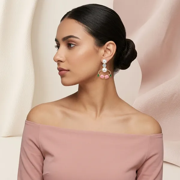 Pink_Crystal_Pearl_Stud_&_Hnaging_Earring_For_Women_(Pack_Of_3)