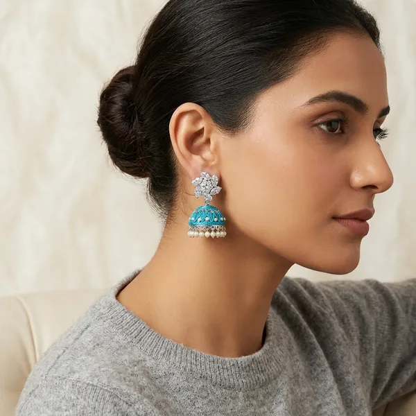 Silver_Alloy_Crystal_Turquoise_Stud_Earring_For_Women