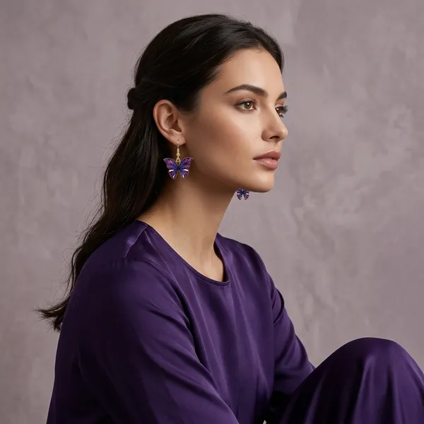 Purple_Enamel_Metal_Alloy_Butterfly_Hook_Earrings_For_Women