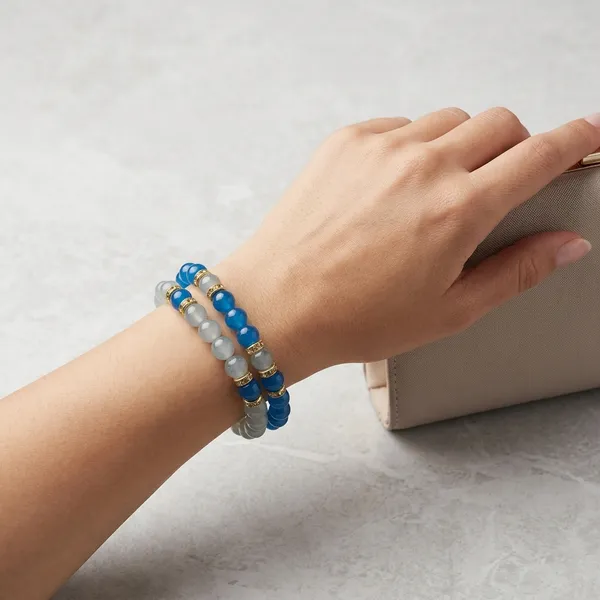 Blue_Grey_Glass_Bead_Elastic_Stretch_Bracelet_For_Women_Set_Of_2