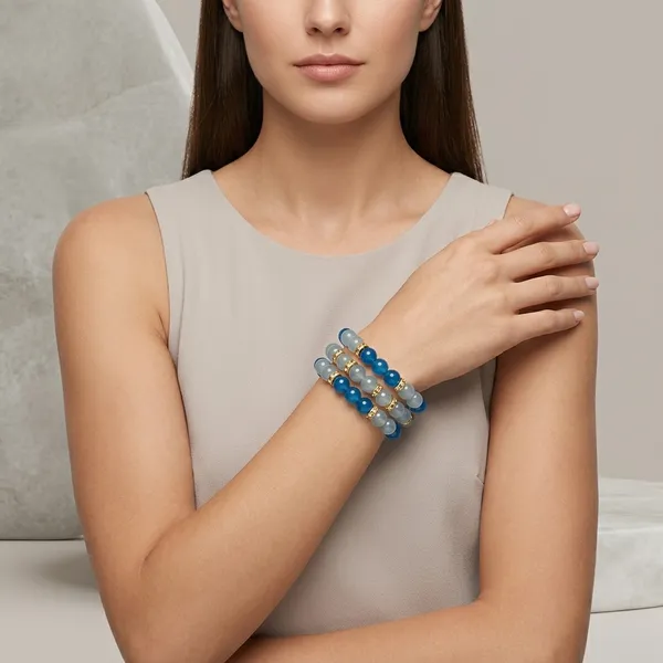 Blue_Grey_Glass_Beaded_Stretch_Bracelet_For_Women_Set_Of_3