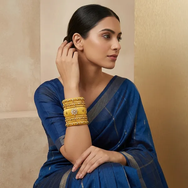 Gold_Silk_Thread_With_Kundan_Bangles_For_Women