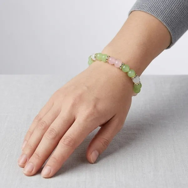 Green_Pink_Glass_Beaded_Stretch_Bracelet_With_Crystal_Accents_For_Women