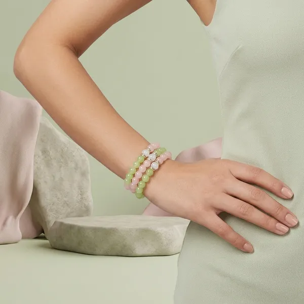 Green_Pink_Glass_Beaded_Stretch_Bracelet_With_Crystal_Accents_For_Women