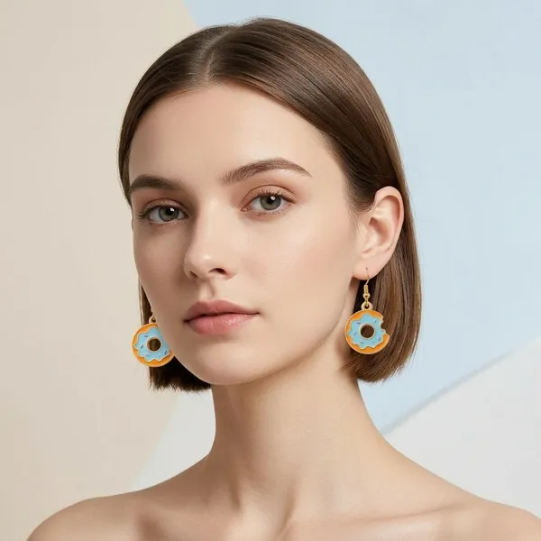 Blue_Frosted_Donut_Enamel_Charm_Hook_Earrings_For_Women