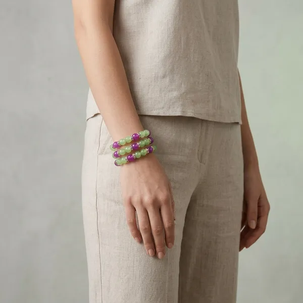 Green_Pink_Crystal_Beaded_Stretch_Bracelet_For_Women_