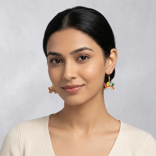 Multicolor_Enamel_Gold_Tone_Rainbow_Love_Hook_Earrings_For_Women