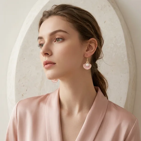 Pink_Enamel_Shell_Pearl_Alloy_Hook_Earrings_For_Women