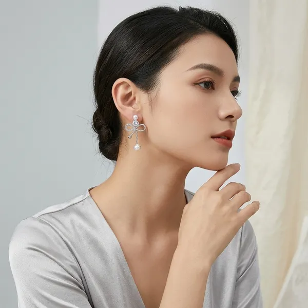 Silver_Pearl_Crystal_Bow_Stud_Earrings_For_Women