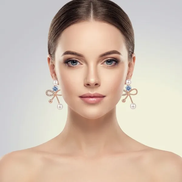 Rose_Gold_Pearl_Crystal_Bow_Stud_Earrings_For_Women