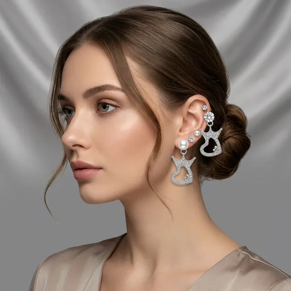 Silver_Alloy_Pearl_Crystal_Angel_Heart_Stud_&_Hnaging_Earring_For_Women_(Pack_Of_3)