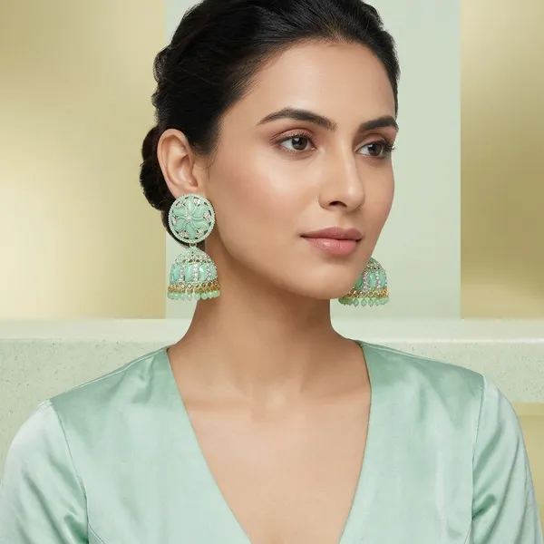Green_Alloy_Crystal_Floral_Jhumkas_For_Women