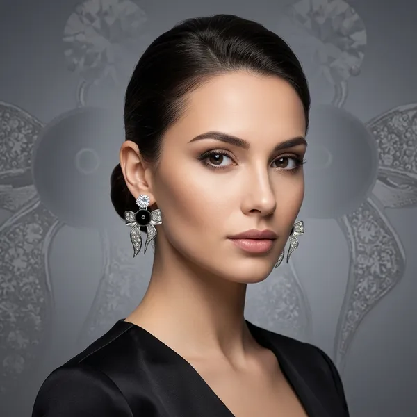 Black_Silver_Cz_Stone_Bow_Stud_Earring_For_Women