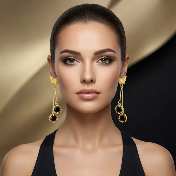 Black_Gold_Plated_Butterfly_Hanging_Earrings_For_Women