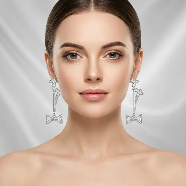 Silver_Alloy_Crystal_Flower_Bow_Hanging_Earrings_For_Women