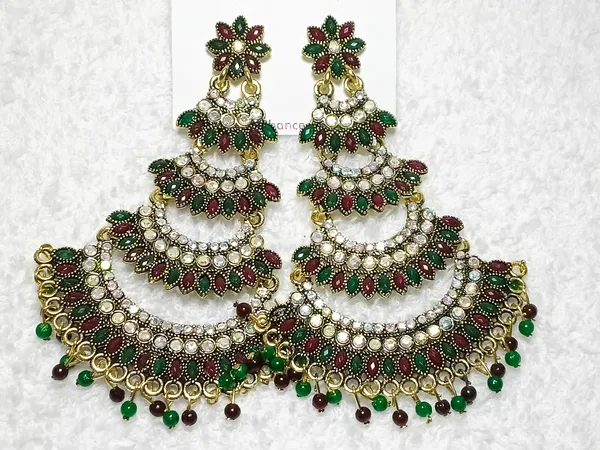 Green_Gold_Plated_Kundan_Pearl_Chandbali_Jhumkas_For_Women