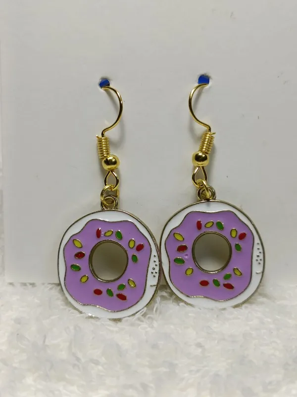 Purple_Enamel_Alloy_Donut_Charm_Hook_Earrings_For_Women