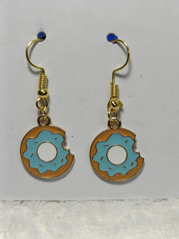 Blue_Frosted_Donut_Enamel_Charm_Hook_Earrings_For_Women