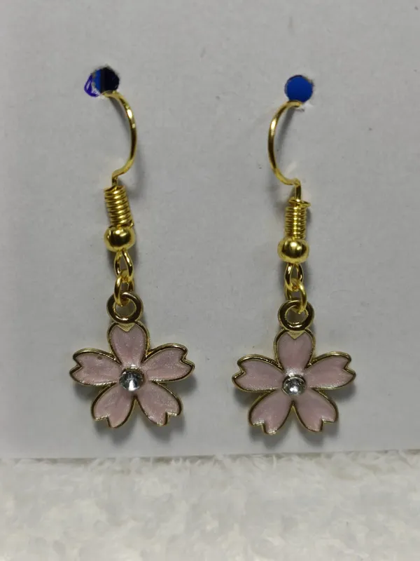 Pink_Enamel_Metal_Shell_Flower_Charm_Hook_Earrings_For_Women