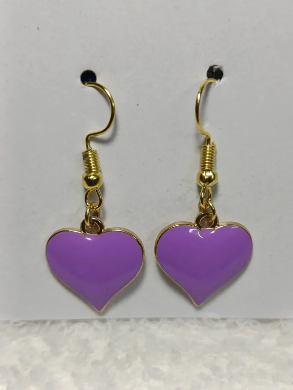 Purple_Enamel_Heart_Charm_Hook_Earrings_For_Women