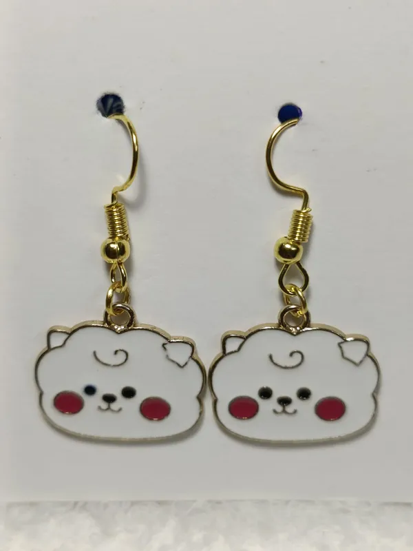 White_Enamel_Cloud_Earrings_With_Gold_Hook_Earrings_For_Women